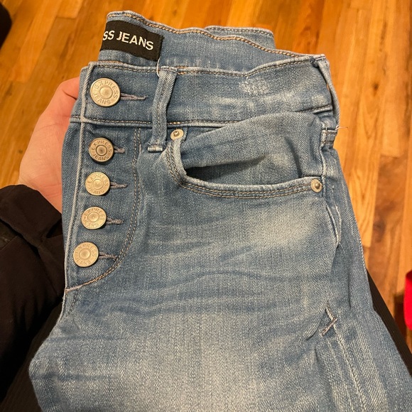 Express Jeans- Leggings Mid Rise light blue jeans button up, 0R - Picture 8 of 10